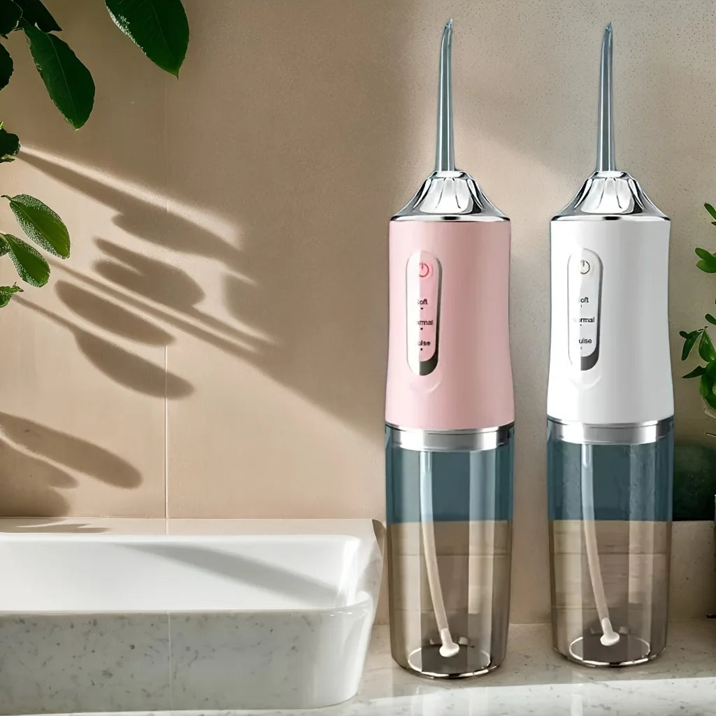 HydroJet™ USB Oral Irrigator – Deep Cleaning Water Flosser with 4 Nozzles, 200ML