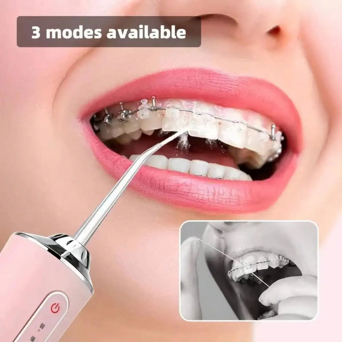 HydroJet™ USB Oral Irrigator – Deep Cleaning Water Flosser with 4 Nozzles, 200ML
